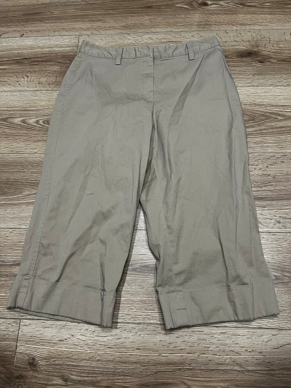 Dressbarn Womens Capri Pants Size 10 Tan Stretch 98% Cotton, 2% Spandex (A87)